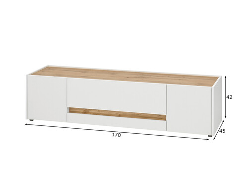 Tv-alus CITY valge / tamm, 170x45xH42 cm