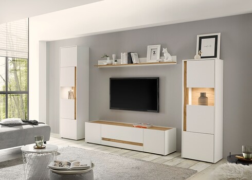 Tv-alus CITY valge / tamm, 170x45xH42 cm