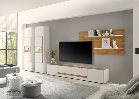 Tv-alus CITY valge / tamm, 223x45xH42 cm
