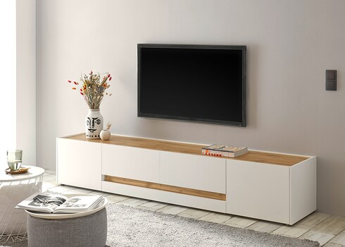 Tv-alus CITY valge / tamm, 223x45xH42 cm