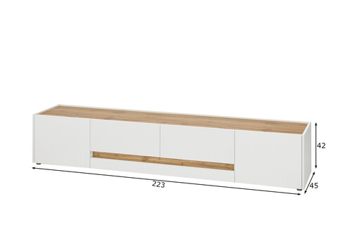 Tv-alus CITY valge / tamm, 223x45xH42 cm