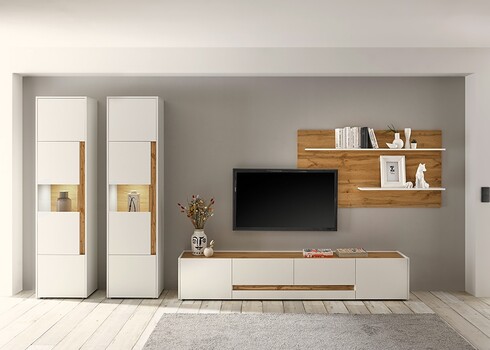Tv-alus CITY valge / tamm, 223x45xH42 cm