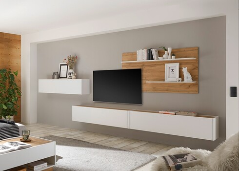 Tv-alus CITY valge / tamm, 150x30xH35 cm