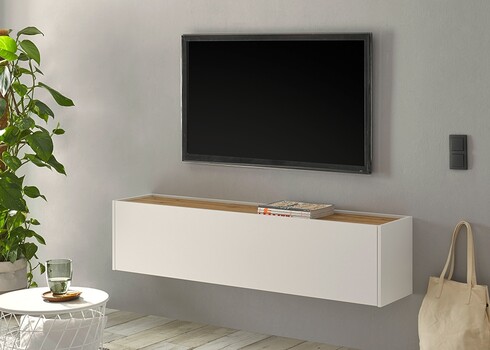 Tv-alus CITY valge / tamm, 150x30xH35 cm