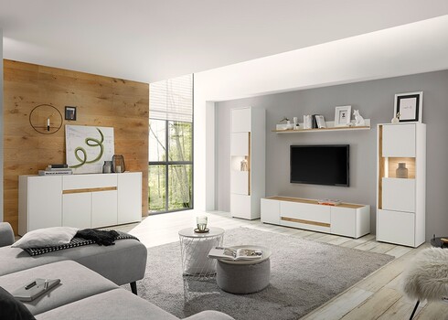 Kummut CITY valge / tamm, 170x40xH86 cm