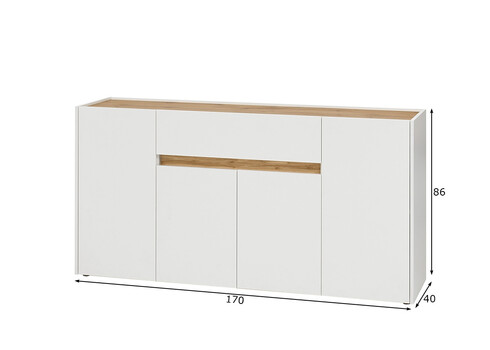 Kummut CITY valge / tamm, 170x40xH86 cm