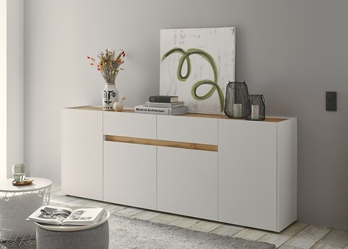 Kummut CITY valge / tamm, 223x40xH86 cm