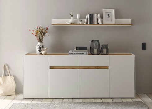 Kummut CITY valge / tamm, 223x40xH86 cm