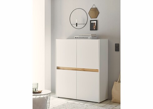 Kapp CITY valge / tamm, 100x40xH122 cm