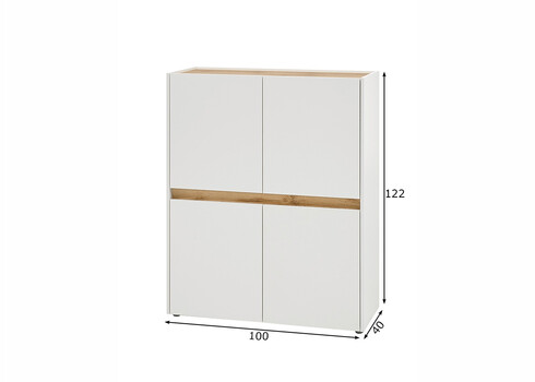 Kapp CITY valge / tamm, 100x40xH122 cm