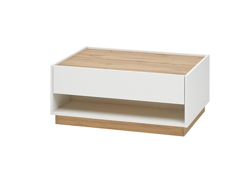 Diivanilaud CITY valge / tamm, 90x60xH38 cm