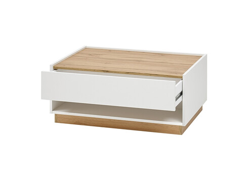 Diivanilaud CITY valge / tamm, 90x60xH38 cm