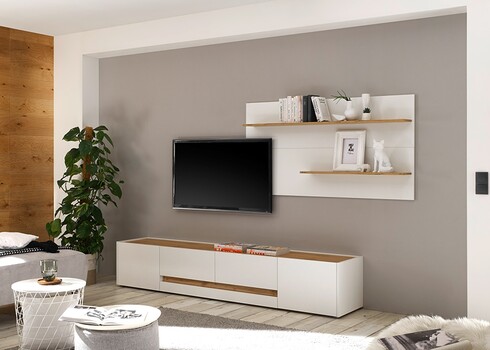 Seinariiul CITY valge / tamm, 150x18xH80 cm