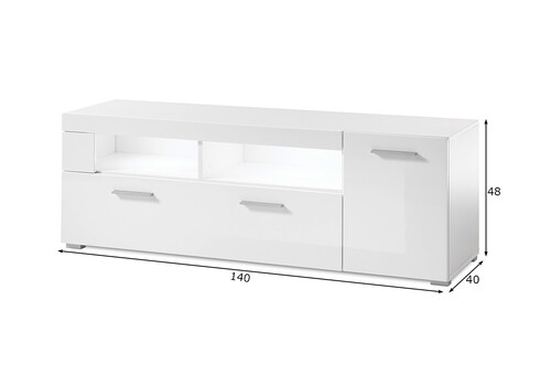 Tv-alus CORADE valge läige, 140x40xH48 cm
