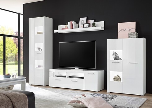 Tv-alus CORADE valge läige, 140x40xH48 cm