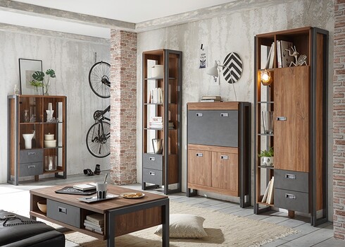 Kapp-riiul DETROIT tamm / hall, 49x33xH202 cm