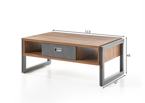 Diivanilaud DETROIT hall / tamm, 113x67xH45 cm