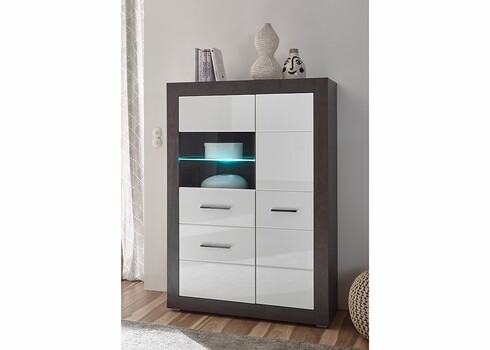 Vitriinkapp ETERO tumehall / valge läige, 100x35xH142 cm