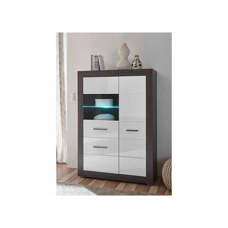 Vitriinkapp ETERO tumehall / valge läige, 100x35xH142 cm