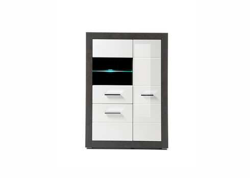 Vitriinkapp ETERO tumehall / valge läige, 100x35xH142 cm