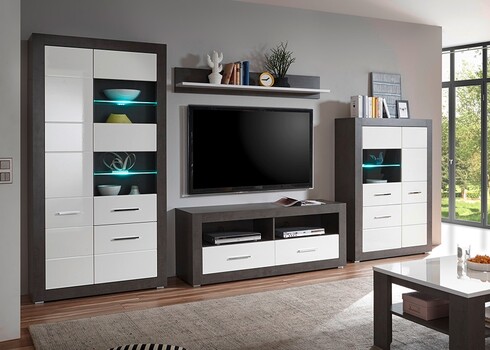 Vitriinkapp ETERO tumehall / valge läige, 100x35xH142 cm