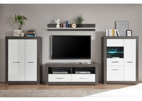 Vitriinkapp ETERO tumehall / valge läige, 100x35xH142 cm