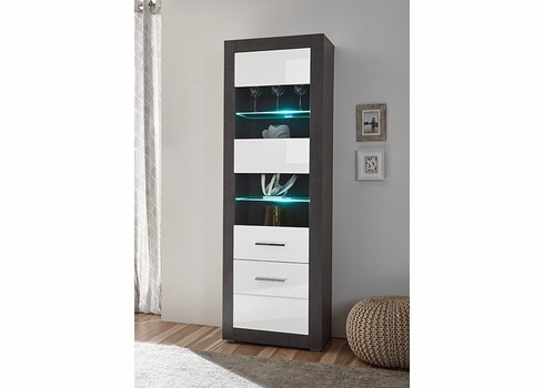 Vitriinkapp ETERO tumehall / valge läige, 65x35xH198 cm