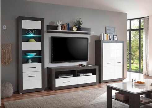 Vitriinkapp ETERO tumehall / valge läige, 65x35xH198 cm