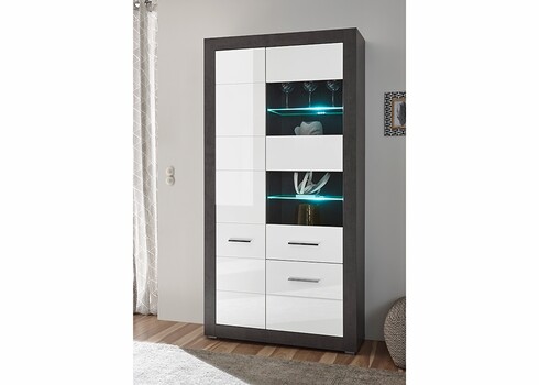 Vitriinkapp ETERO tumehall / valge läige, 100x35xH198 cm