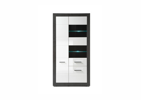 Vitriinkapp ETERO tumehall / valge läige, 100x35xH198 cm