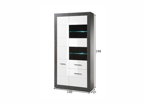 Vitriinkapp ETERO tumehall / valge läige, 100x35xH198 cm