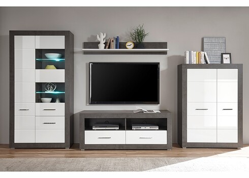 Vitriinkapp ETERO tumehall / valge läige, 100x35xH198 cm