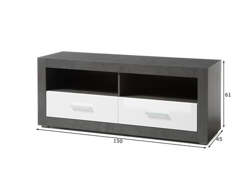 Tv-alus ETERO tumehall / valge läige, 150x45xH61 cm