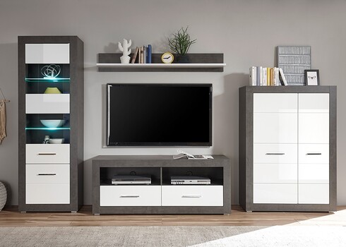 Tv-alus ETERO tumehall / valge läige, 150x45xH61 cm