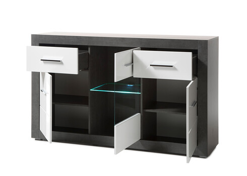 Kummut ETERO tumehall / valge läige, 164x42xH97 cm