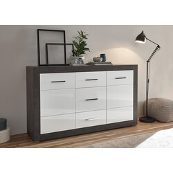 Kummut ETERO tumehall / valge läige, 164x42xH97 cm