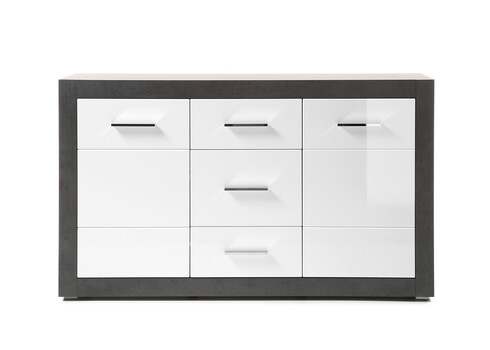 Kummut ETERO tumehall / valge läige, 164x42xH97 cm