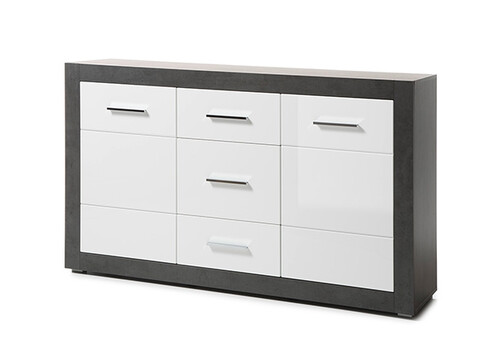 Kummut ETERO tumehall / valge läige, 164x42xH97 cm