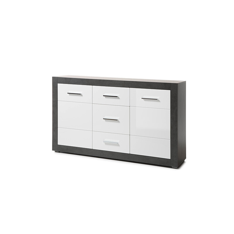 Kummut ETERO tumehall / valge läige, 164x42xH97 cm