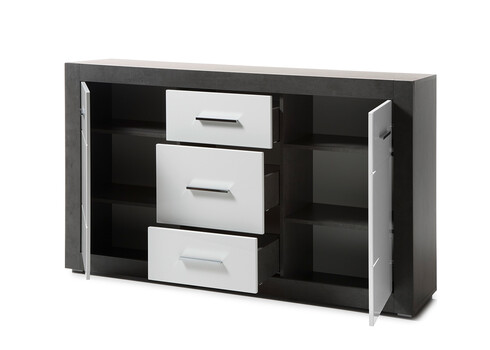 Kummut ETERO tumehall / valge läige, 164x42xH97 cm