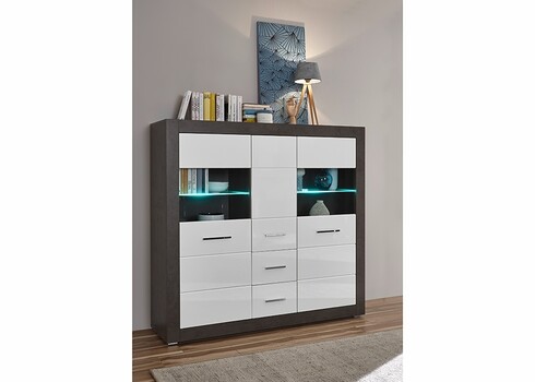 Vitriinkapp ETERO tumehall / valge läige, 149x42xH142 cm