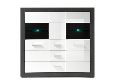 Vitriinkapp ETERO tumehall / valge läige, 149x42xH142 cm