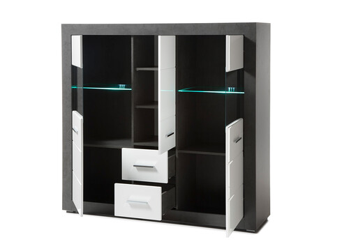 Vitriinkapp ETERO tumehall / valge läige, 149x42xH142 cm