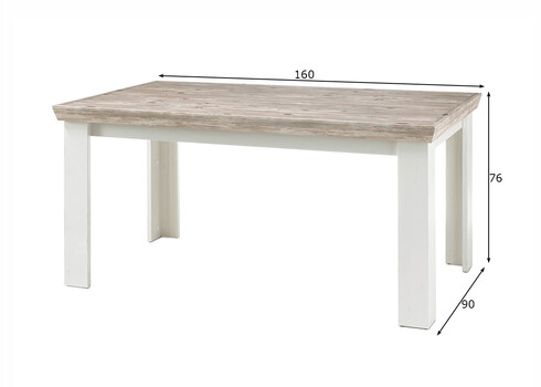 Söögilaud FLORENZ valge mänd / mänd, 160x90xH76 cm