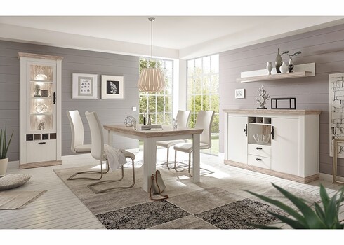 Söögilaud FLORENZ valge mänd / mänd, 160x90xH76 cm