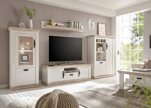 Vitriinkapp FLORENZ valge mänd / mänd, 70x37xH146 cm