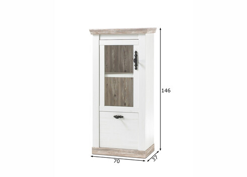 Vitriinkapp FLORENZ valge mänd / mänd, 70x37xH146 cm