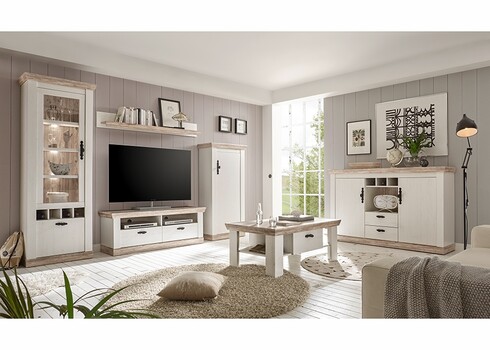 Vitriinkapp FLORENZ valge mänd / mänd, 70x37xH201 cm