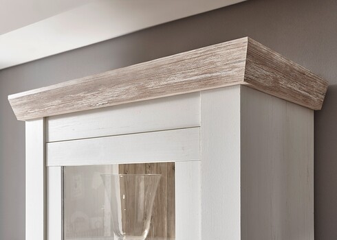 Vitriinkapp FLORENZ valge mänd / mänd, 70x37xH201 cm