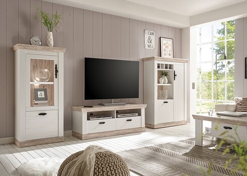 Tv-alus FLORENZ valge mänd / mänd, 134x44xH51 cm